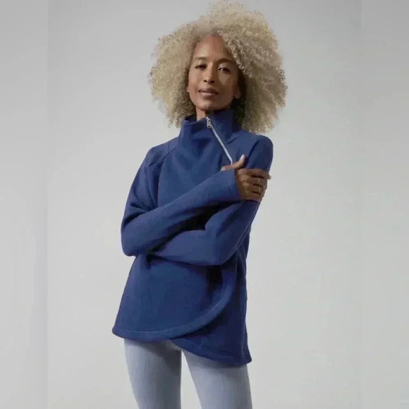 Athleta asymmetrical fleece lined cowl neck pullover sweatshirt size LP athletic - Picture 2 of 7